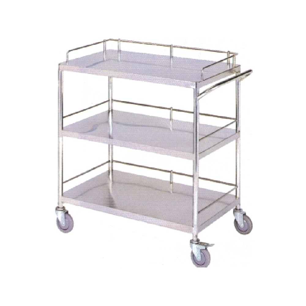LTFT14 Crooked Handrail Treatment Trolley with Three Shelves